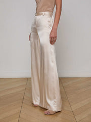 Gavin Silk Wide-Leg Pant in Champagne