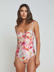 Amie Bandeau One-Piece Swimsuit in Multi Soft Cloud Floral