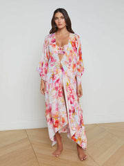 Kara Kimono Cover-Up in Multi Soft Cloud Floral