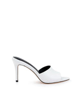 Lolita Leather Open-Toe Mule in Ivory Lizard Leather