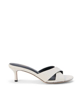 Aveline Kitten-Heel Sandal in Ivory Lizard Leather