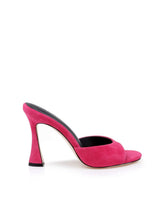 Avery Suede Peep-Toe Mule in Rubino Suede