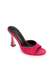 Avery Suede Peep-Toe Mule in Rubino Suede