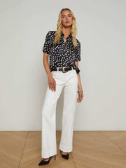 Ellah Silk Blouse in Black/Ecru Polka Dot