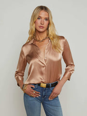 Dani Silk Blouse in Pecan