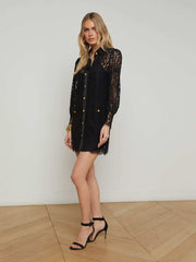 Sakura Lace Shift Dress in Black