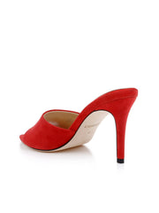 Lolita Suede Open-Toe Mule in Red Suede