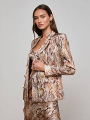 Colin Silk Blazer in Tan Multi Western Snake