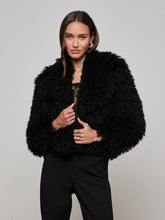 Aura Cropped Faux Fur Jacket in Black