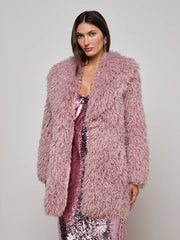 Toira Faux Fur Coat in Light Mauve