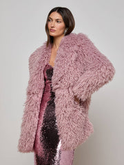 Toira Faux Fur Coat in Light Mauve