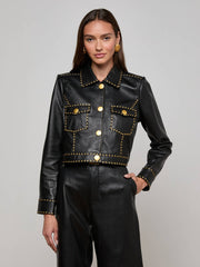 Winsome Studded Leather Jacket in Black