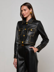 Winsome Studded Leather Jacket in Black
