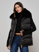 Nalo Faux Fur Puffer Vest in Black