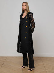 Amata Lace Trench Coat in Black