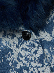 Laney Jacquard Coat in Dark Blue Stone Jacquard