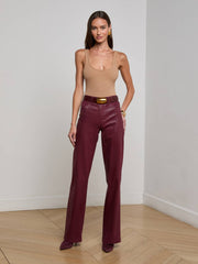 Clayton Coated Wide-Leg Jean in Dark Port Coated