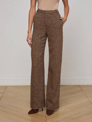 Livvy Straight-Leg Trouser in Brown Herringbone