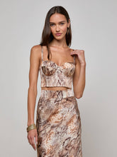 Sonya Silk Bustier in Tan Multi Western Snake