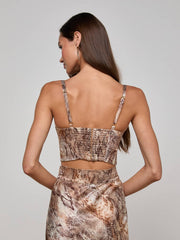 Sonya Silk Bustier in Tan Multi Western Snake