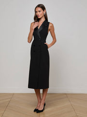 Catherine Tuxedo Midi Dress in Black