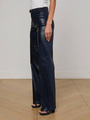 Clayton Coated Wide-Leg Jean in Deep Midnight Coated