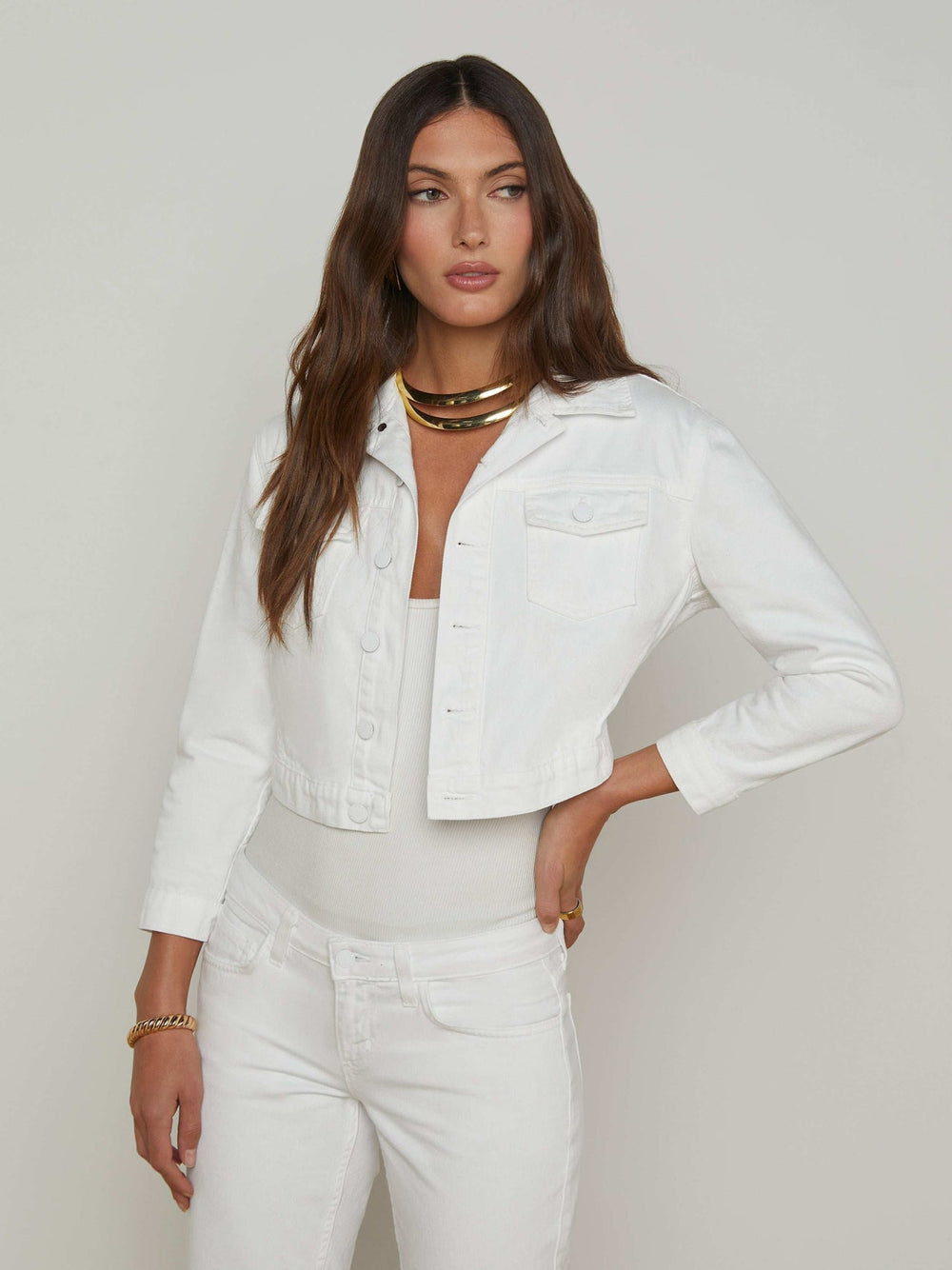 Koda Cropped Jean Jacket in Blanc