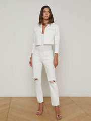 Koda Cropped Jean Jacket in Blanc