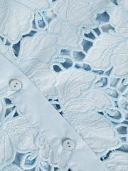Seychelle Lace Cropped Blouse in Blue Fog