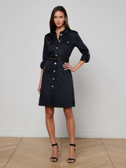 Karin Poplin Shirt Dress in Black