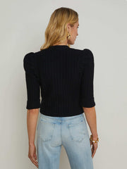 Delilah Cropped Cardigan in Black/Gold Knot