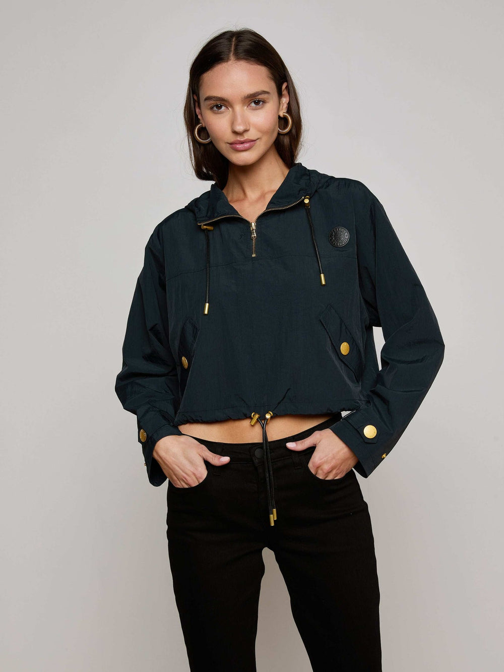 Bronwyn Cropped Windbreaker in Black