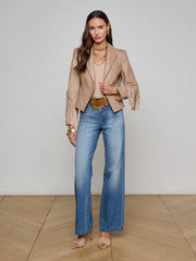 Vashti Fringed Leather Blazer in Dark Cappuccino