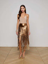 Karolina Fringe Skirt in Metallic Bronze Gold