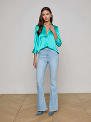 Dani Silk Blouse in Pool Blue