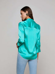 Dani Silk Blouse in Pool Blue