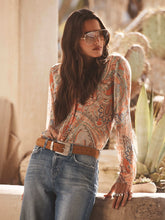 Orange Laurent Paisley Blouse in Light Blue Paisley Print