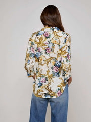 Camille Blouse in Vintage White Small Floral Baroque
