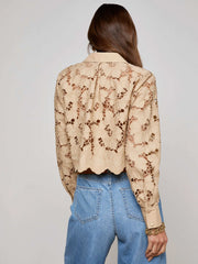 Seychelle Cropped Lace Blouse in Almond