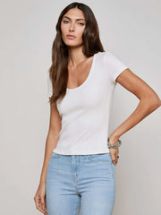 Brynlee Scoopneck Tee in White