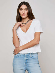 Carly V-Neck Tee in White