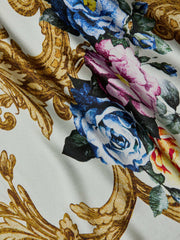 Serita Silk Gown in Vintage White Large Floral Baroque