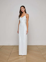 Karma Sequin Maxi Dress in White Sequin