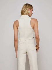 Zadie Knit Vest in Ivory/Gold