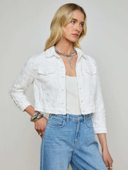 Koda Cropped Jean Jacket in Textile Blanc