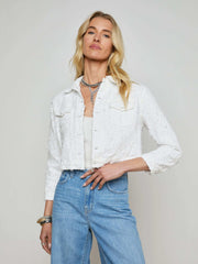 Koda Cropped Jean Jacket in Textile Blanc
