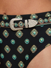 Vanessa High-Waisted Bikini Bottom in Medallion print