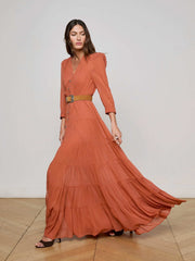 Seraphina Tiered Maxi Dress in Baked Clay