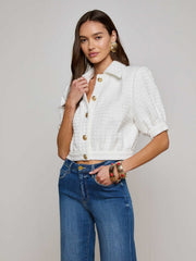 Cove Cropped Tweed Jacket in White