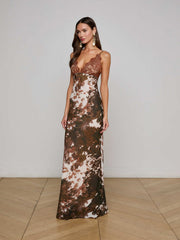 Susanna Silk Lace Dress in Multi Cowprint